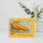 ヴィンテージイエローコブオブコーンサンクスギビング挨拶 シーズンポストカード (スタンド正面)
