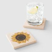 ヴィンテージイエローサンフラワーストーンコースター ストーンコースター (横)