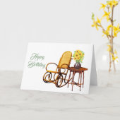 ヴィンテージイエローサンフラワーズテーブルチェア誕生日 カード (黄色い花)