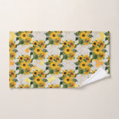ヴィンテージイエローサンフラワーブーケハニカム ハンドタオル (ハンドタオル)