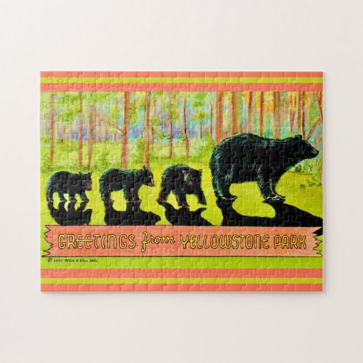 ヴィンテージイエローストーンパークベアーズ11x14 ジグソーパズル (横)