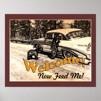 ヴィンテージイエローストーンブラックベアアンド観光客 ポスター