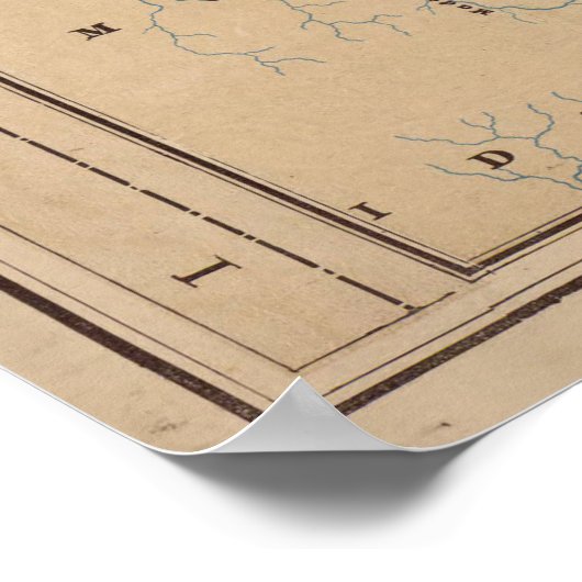 ヴィンテージイエローストーン国立公園の地図（1889年） ポスター (角)