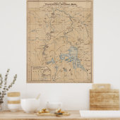 ヴィンテージイエローストーン国立公園の地図（1889年） ポスター (キッチン)