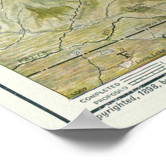 ヴィンテージイエローストーン国立公園の地図(1898) ポスター (角)