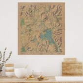 ヴィンテージイエローストーン国立公園の地図（1914年） ポスター (キッチン)