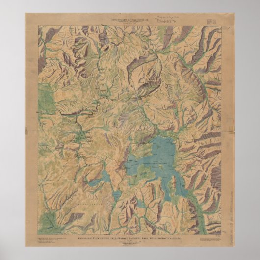 ヴィンテージイエローストーン国立公園の地図（1914年） ポスター (正面)