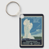 ヴィンテージイエローストーン国立公園オールド忠実 キーホルダー (正面)