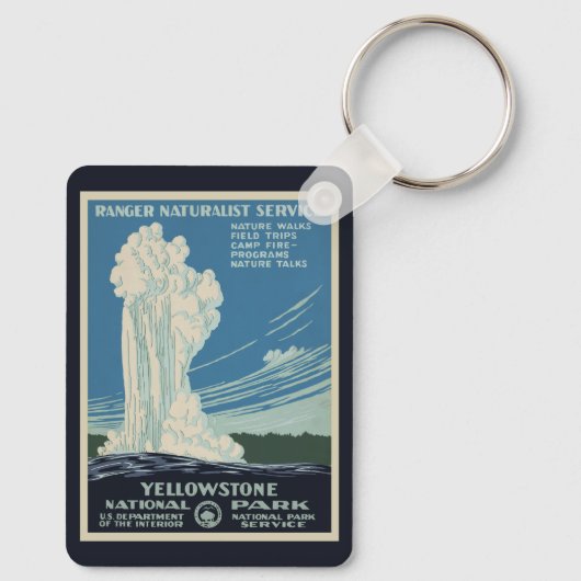 ヴィンテージイエローストーン国立公園オールド忠実 キーホルダー (裏面)