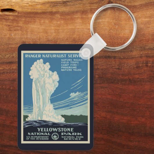 ヴィンテージイエローストーン国立公園オールド忠実 キーホルダー (裏面)