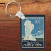 ヴィンテージイエローストーン国立公園オールド忠実 キーホルダー (正面)