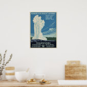 ヴィンテージイエローストーン国立公園オールド忠実 ポスター (キッチン)