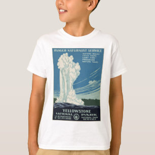 ヴィンテージイエローストーン国立公園ガイザーWPA Tシャツ