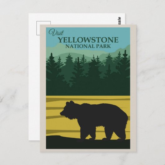 ヴィンテージイエローストーン国立公園ベア ポストカード (正面/裏面)