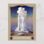 ヴィンテージイエローストーン国立公園間欠泉ポスター ポストカード (正面)