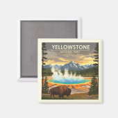 ヴィンテージイエローストーン国立公園 マグネット (正面/裏面)