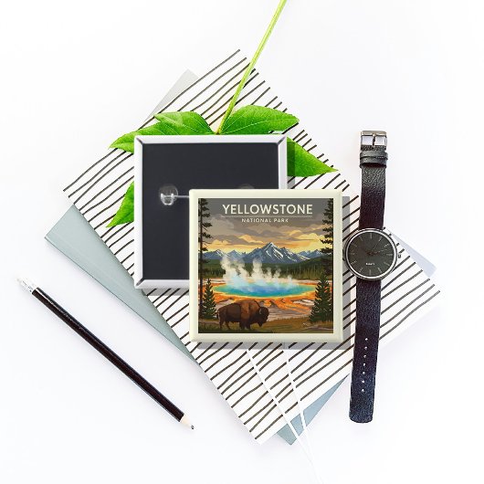 ヴィンテージイエローストーン国立公園 缶バッジ