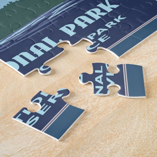 ヴィンテージイエローストーンWPA旅行 – 古い忠実 ジグソーパズル (側面)