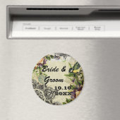 ヴィンテージイエローソングバードケージフローラ保存日 マグネット (インサイチュ (食洗機))