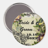 ヴィンテージイエローソングバードケージフローラ保存日 マグネット (正面/裏面)