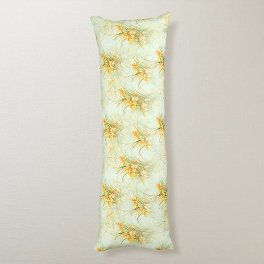 ヴィンテージイエローダフォジルフローラシック寝具 ボディピロー (裏面 (縦))