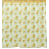 ヴィンテージイエローダフォディルフローラ花 シャワーカーテン (正面)