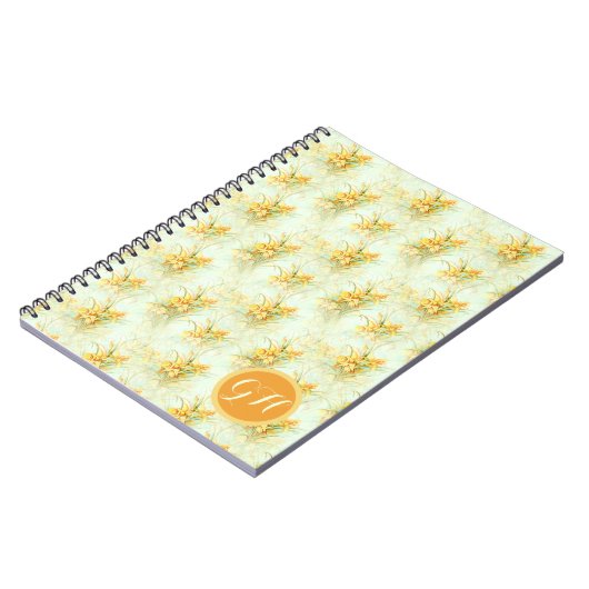 ヴィンテージイエローダフォディルフローラ花 ノートブック (左側)