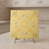 ヴィンテージイエローダマスクバロックアンティークパターン タイル