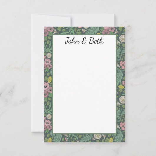 ヴィンテージイエローダンデオンズピンクパンジー顔パンジー サンキューカード (正面)