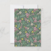 ヴィンテージイエローダンデオンズピンクパンジー顔パンジー サンキューカード (裏面)