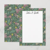 ヴィンテージイエローダンデオンズピンクパンジー顔パンジー サンキューカード (正面/裏面)