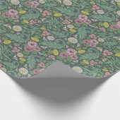 ヴィンテージイエローダンデオンズピンクパンジー顔パンジー ラッピングペーパー (角)