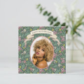 ヴィンテージイエローダンデオンズピンクパンジー顔ミツバチ カード (スタンド正面)