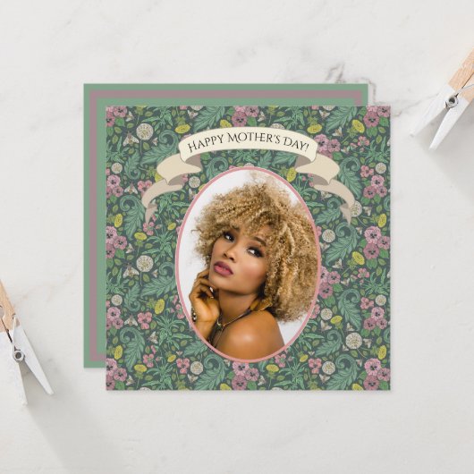 ヴィンテージイエローダンデオンズピンクパンジー顔ミツバチ カード (正面/裏面インサイチュ)