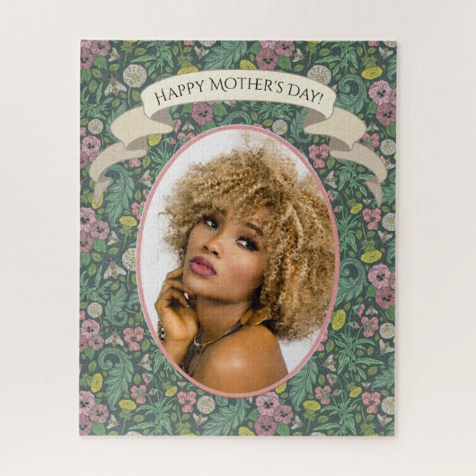 ヴィンテージイエローダンデオンズピンクパンジー顔ミツバチ ジグソーパズル (縦)