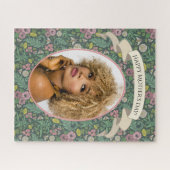 ヴィンテージイエローダンデオンズピンクパンジー顔ミツバチ ジグソーパズル (横)