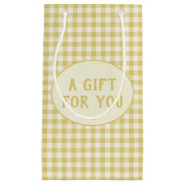 ヴィンテージイエローチェッカーボードパターカスタムン スモールペーパーバッグ