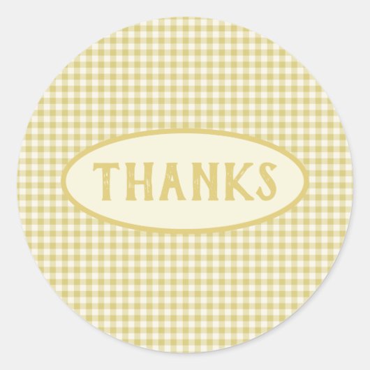 ヴィンテージイエローチェッカーボードパターカスタムン ラウンドシール (正面)