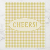 ヴィンテージイエローチェッカーボードパターカスタムン ワインラベル (シングルラベル)