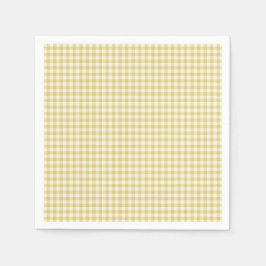 ヴィンテージイエローチェッカーボードパターン紙 スタンダードカクテルナプキン