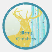 ヴィンテージイエローディアアクア樺の木ツリースノーフレーク ラウンドシール (正面)