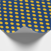 ヴィンテージイエロードットブルー背景ラッピング紙 ラッピングペーパー (角)