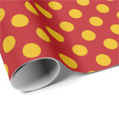 ヴィンテージイエロードット赤い背景のラッピング紙 ラッピングペーパー (ロールコーナー)