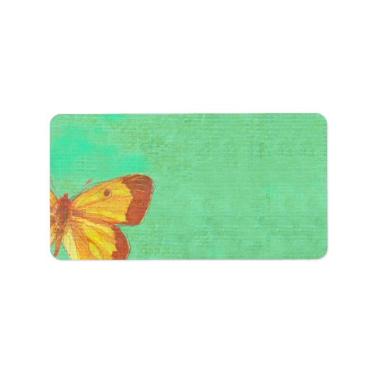 ヴィンテージイエローバタフライプリント自分のラベル ラベル (正面)