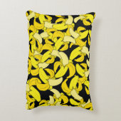ヴィンテージイエローバナナ:黒い背景 アクセントクッション (裏面(縦))