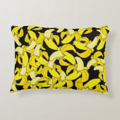 ヴィンテージイエローバナナ:黒い背景 アクセントクッション (裏面)