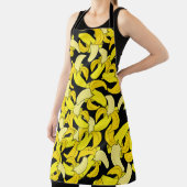 ヴィンテージイエローバナナ：黒い背景 エプロン (インサイチュ)