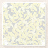 ヴィンテージイエローバナナ:黒い背景 ガラスコースター (裏面)