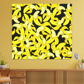 ヴィンテージイエローバナナ：黒い背景 キャンバスプリント (インサイチュ (リビング))