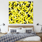 ヴィンテージイエローバナナ：黒い背景 キャンバスプリント (インサイチュ (寝室))